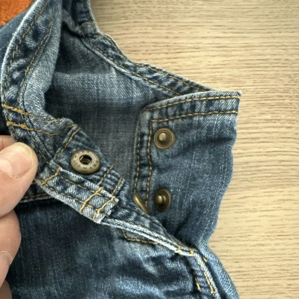 Gymboree 12-18 Months Denim Overalls Blue Elephant Embroidered Pockets